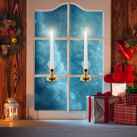 Single Light Window Candles with Remote and Timer - 10" - White - Set of 6
